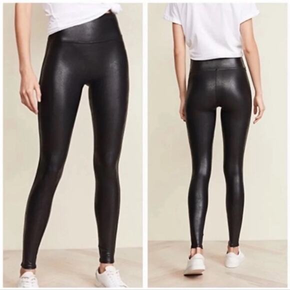 SPANX Faux Leather Leggings Black Size XL - Picture 2 of 11